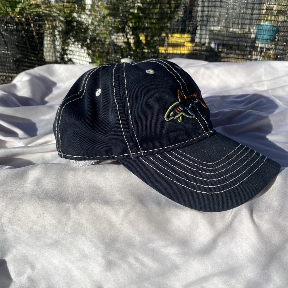 Greg Norman Fishing Cap Black Distressed Baseball Cap Outdoor Shark Hat - Picture 3 of 7